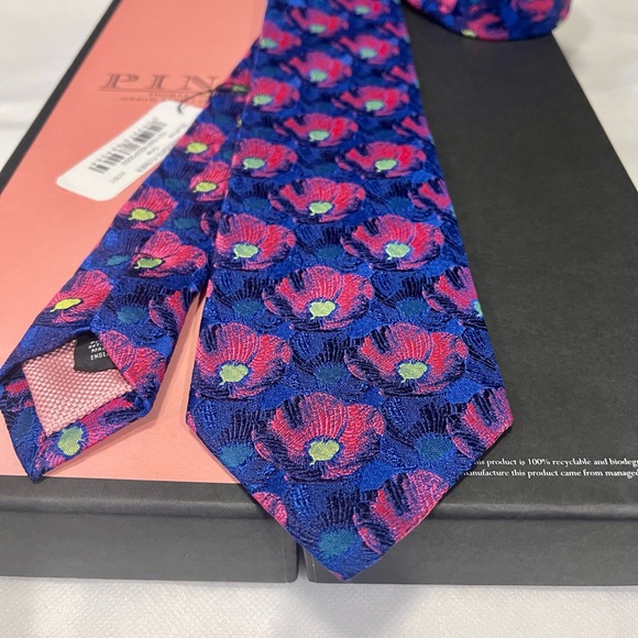 🔥STRIKING⚡️✨🆕💯LVMH AUTHN THOMAS PINK 🔥JAPANESE HIBISCUS🔥WOVEN MOTIF TIE🔥 - Picture 14 of 16